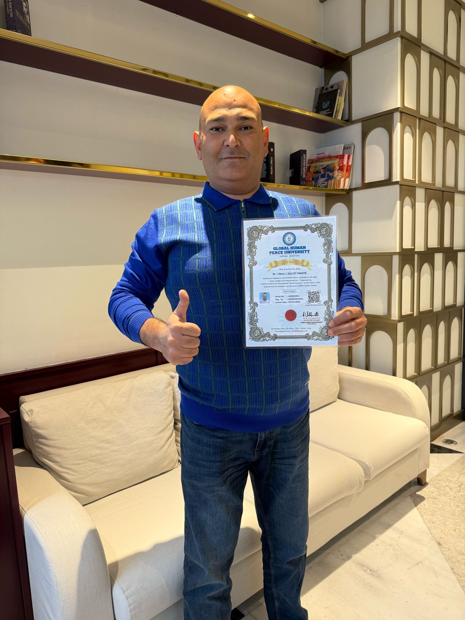 beynəlxalq hüquq eksperti :  ismayıl zalov  beynəlxalq hüquq üzrə fəlsəfə doktoru adına layiq görülmüşdür. 