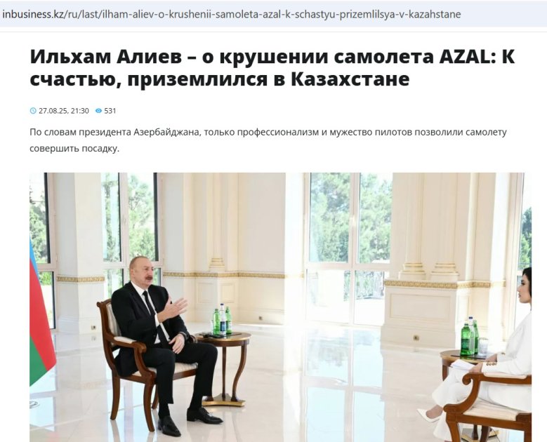 azərbaycan prezidentinin “əl-ərəbiyyə” telekanalına müsahibəsi qazaxıstan mediasında