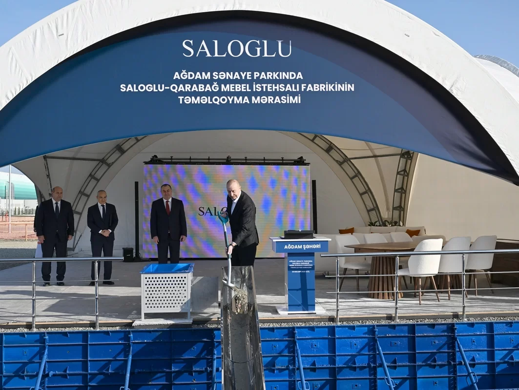 prezident ağdam sənaye parkında "saloğlu qarabağ" mmc-nin istehsal müəssisəsinin təməlini qoyub