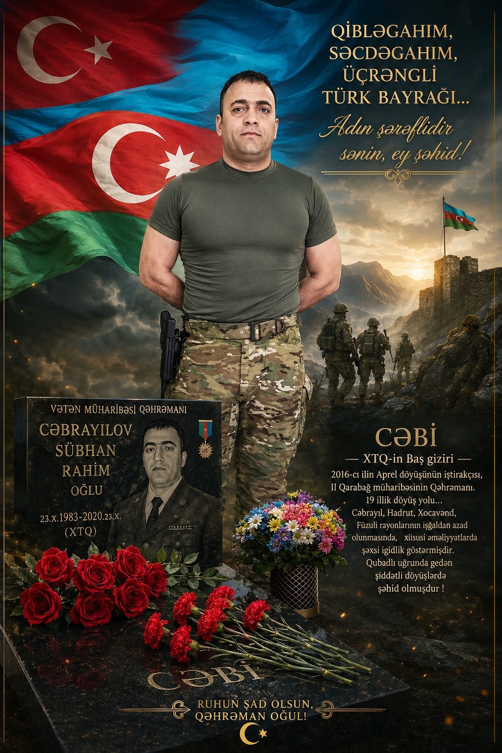 Qibləgahım, səcdəgahım, üçrəngli Türk bayrağı...